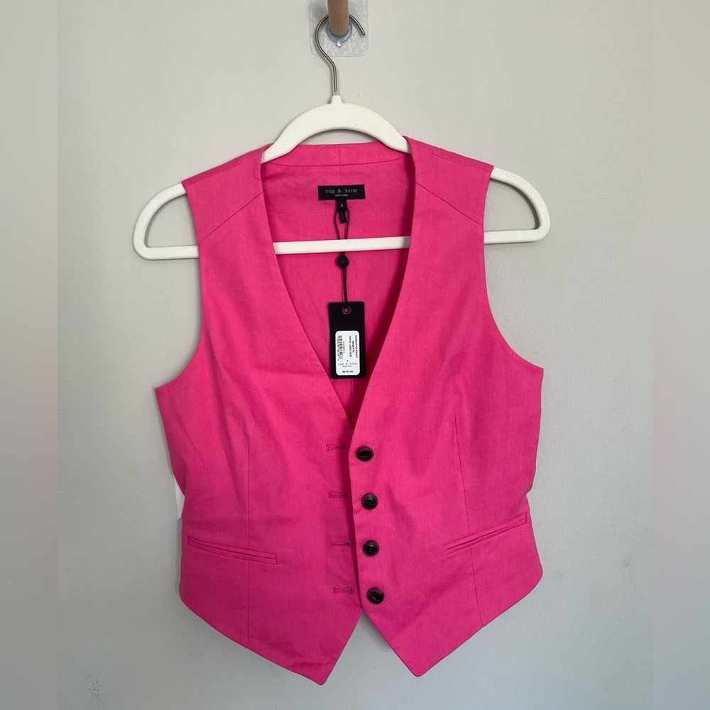 NEW WITH TAGS rag and bone women’s pink priya linen-blend vest